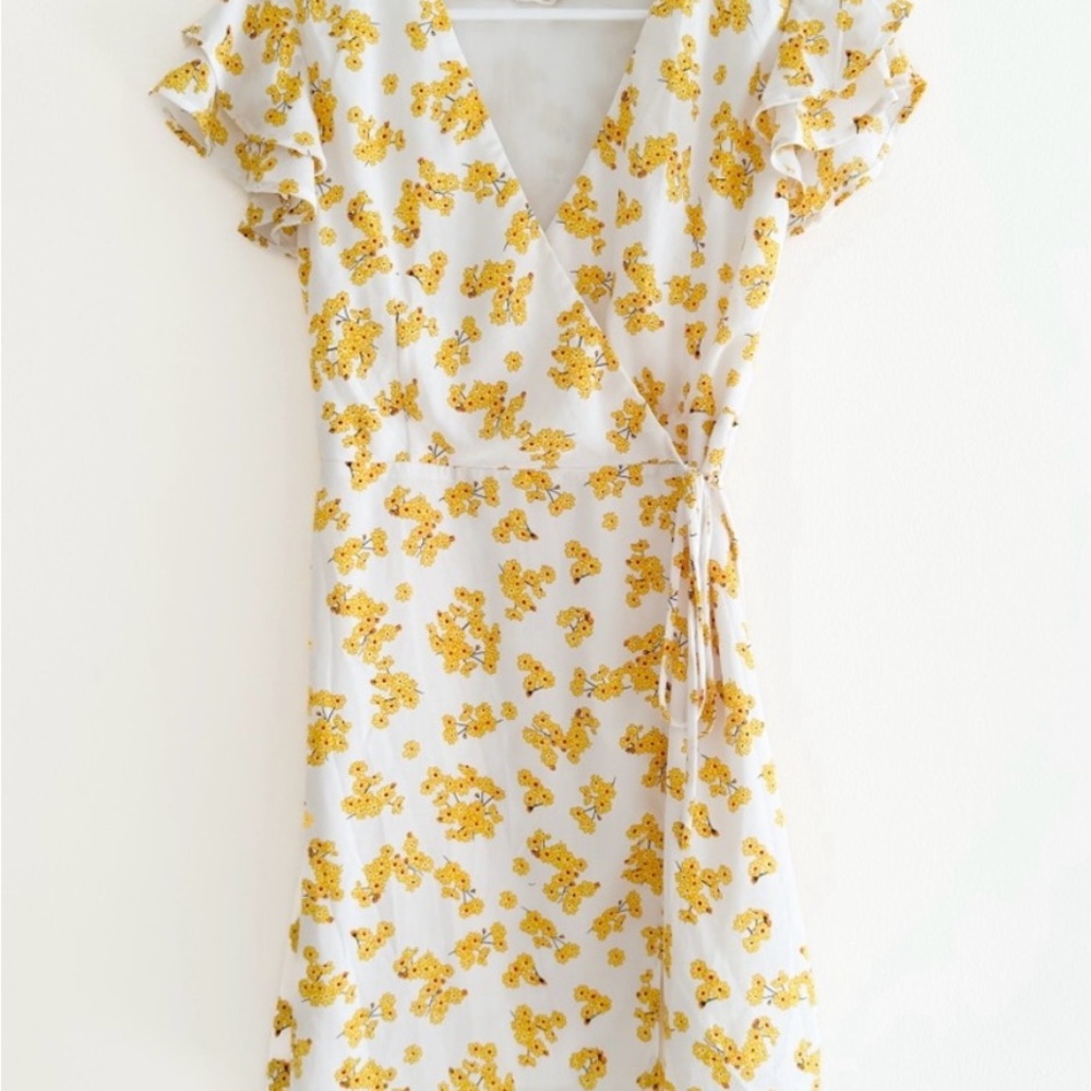 Elegant Yellow Floral‎ Midi Dress
